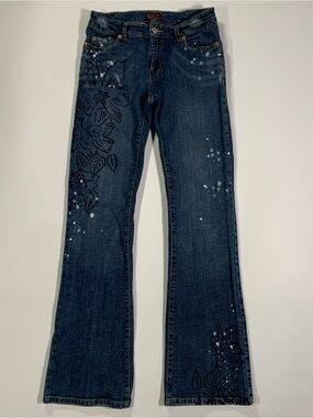 Y2K Wax Jean Floral Paint Splatter Jeans Size 1